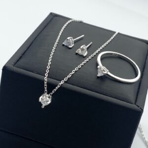 Cadena arete y anillo en plata