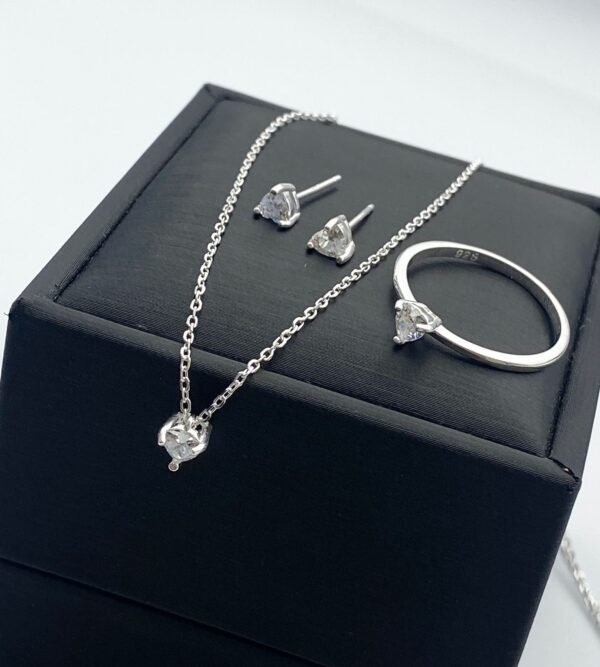 Cadena arete y anillo en plata