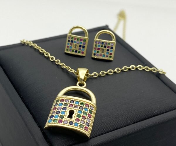 Set cadena y arete acero - Image 2