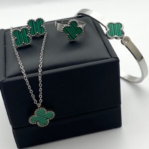 Set cadena,arete,anillo,y guillo de mano acero