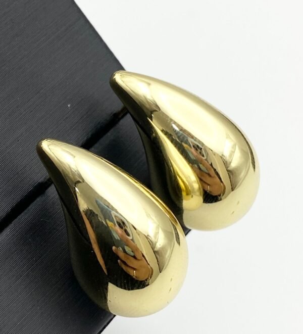 Aretes de gotas de acero grande - Image 2